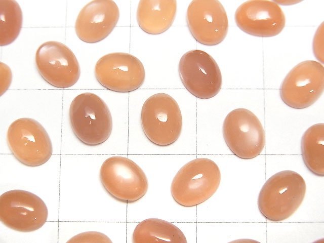 Hochwertiger orangefarbener Mondstein AAA- Oval-Cabochon 8x6mm 5 Stück