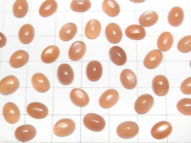 Hochwertiger orangefarbener Mondstein AAA- Oval-Cabochon 8x6mm 5 Stück