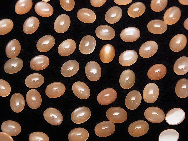 Hochwertiger orangefarbener Mondstein AAA- Oval-Cabochon 8x6mm 5 Stück