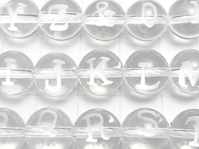 Alphanumerische (Druck) & (Symbol) Gravur! Kristall AAA Rund 10mm 1Strang Perlen (37Stück).