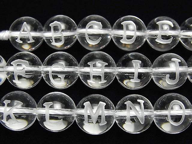 Alphanumerische (Druck) & (Symbol) Gravur! Kristall AAA Rund 10mm 1Strang Perlen (37Stück).