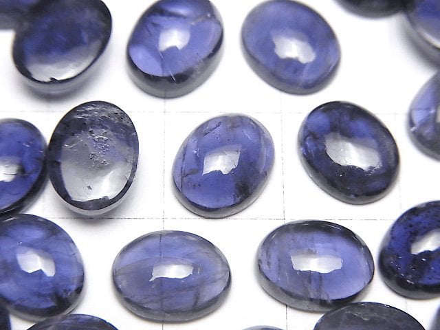 Hochwertiger Iolith AAA- ovaler Cabochon 10x8mm 2 Stück