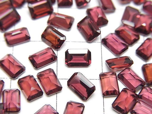 Hochwertiger Mosambik Granat AAA Lose Stein Rechteckig Facettiert 6x4mm 5 Stück