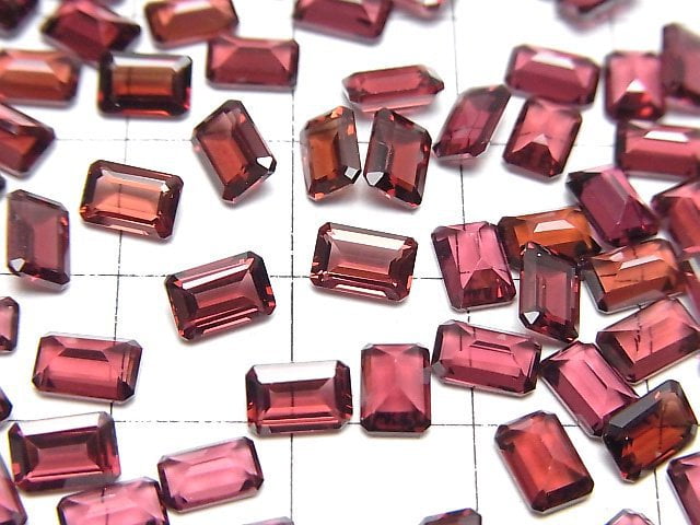 Hochwertiger Mosambik Granat AAA Lose Stein Rechteckig Facettiert 6x4mm 5 Stück