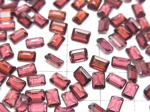 Hochwertiger Mosambik Granat AAA Lose Stein Rechteckig Facettiert 6x4mm 5 Stück