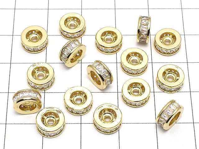Pièces métalliques Rondelle 8x8x3.5mm Or avec zircone cubique 2 pièces 3,79 $ !