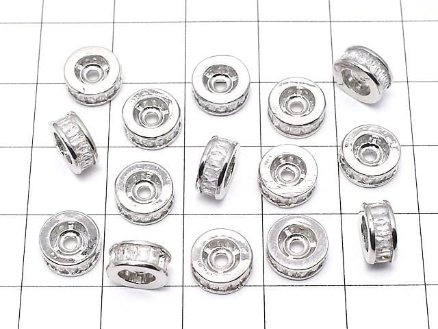 Pièces métalliques Rondelle 8x8x3.5mm Argent avec CZ 2pcs 3,79 $!