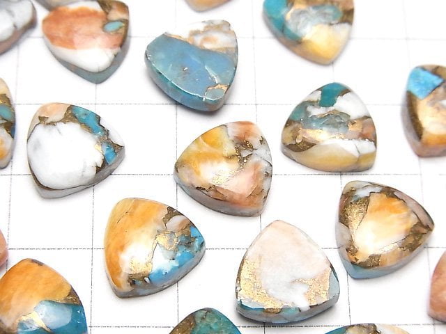 Austern-Kupfer-Türkis Dreieck Cabochon 12x12mm 2Stück