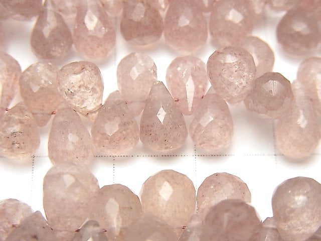 Rosa Epidot AA++ Tropfen Facettiert Briolette halb oder 1strang Perlen (ca. 7 Zoll/18 cm)