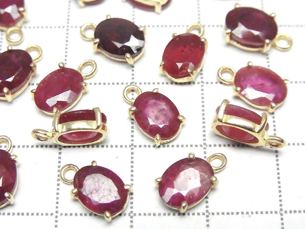 Rubis de haute qualité AAA serti clos facetté ovale 8x6mm en 18 carats plaqué or 1 pièce