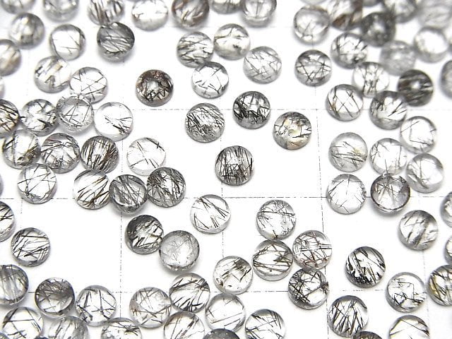 Hochwertiger Turmalinquarz AAA runder Cabochon 4x4mm 5 Stück