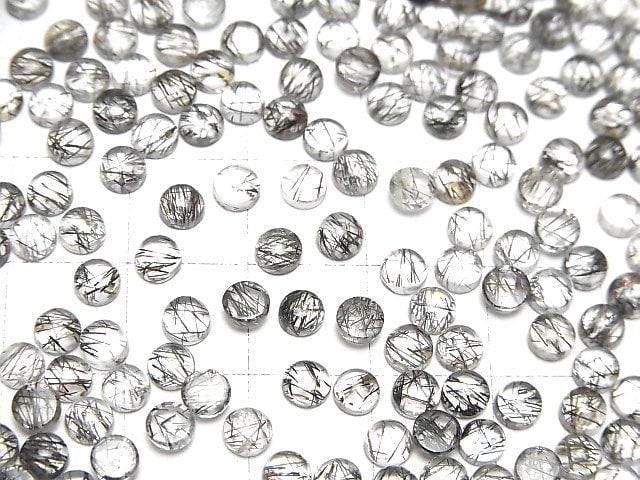 Hochwertiger Turmalinquarz AAA runder Cabochon 4x4mm 5 Stück