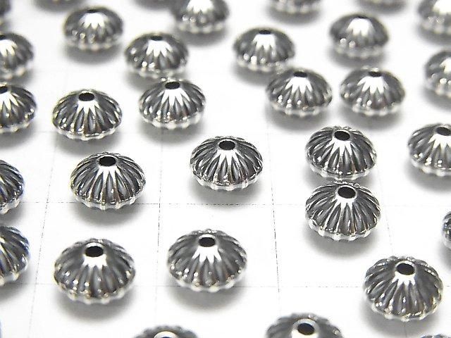 Silver925 Line Carved Rondelle 6.7mm 5pcs