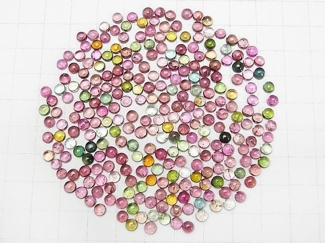 Hochwertiger mehrfarbiger Turmalin AAA runder Cabochon 4x4mm 10 Stück