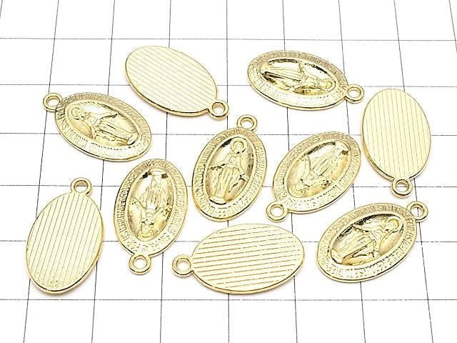 Metal Parts Charm 21x12mm Miraculous Medal Gold 2pcs