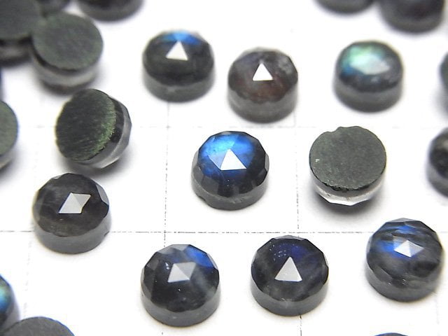 Onyx x Labradorit x Kristall AAA- Rund Rosen-Schliff 6x6mm 3 Stück