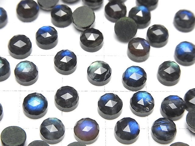 Onyx x Labradorit x Kristall AAA- Rund Rosen-Schliff 6x6mm 3 Stück