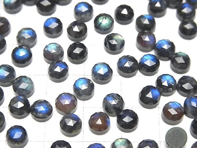 Onyx x Labradorit x Kristall AAA- Rund Rosen-Schliff 6x6mm 3 Stück