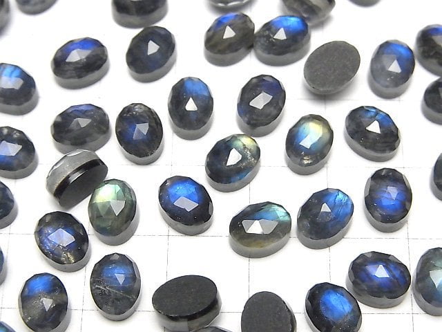 Onyx x Labradorit x Kristall AAA- Oval Rosen-Schliff 8x6mm 3 Stück