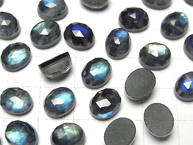 Onyx x Labradorit x Kristall AAA- Oval Rose Cut 10x8mm 2 Stück