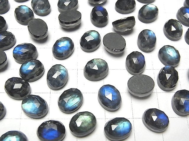 Onyx x Labradorit x Kristall AAA- Oval Rose Cut 10x8mm 2 Stück