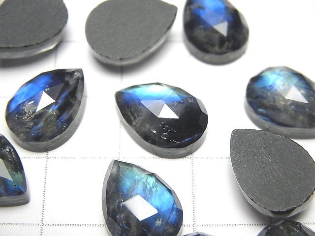Onyx x Labradorite x Crystal AAA- Pear shape Rose Cut 14x10mm 1pc