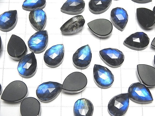 Onyx x Labradorite x Crystal AAA- Pear shape Rose Cut 14x10mm 1pc