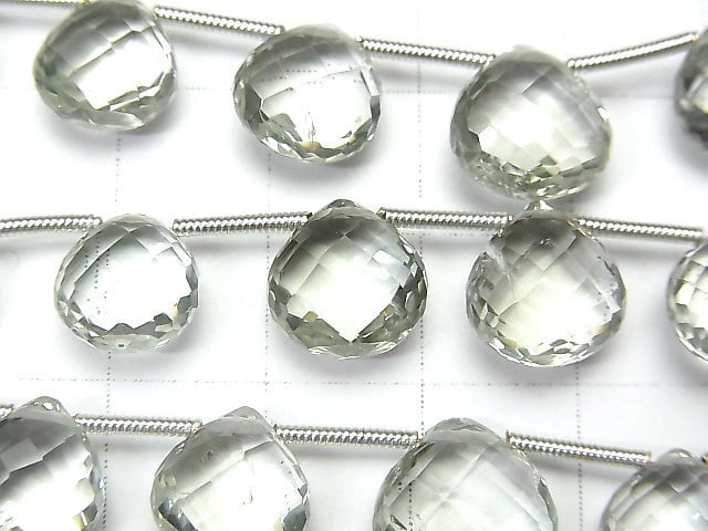 1 Strang 39,99 $! Hochwertiger grüner Amethyst AAA Kastanienbraun Facettierte Briolette 1 Strang Perlen (13 Stück).