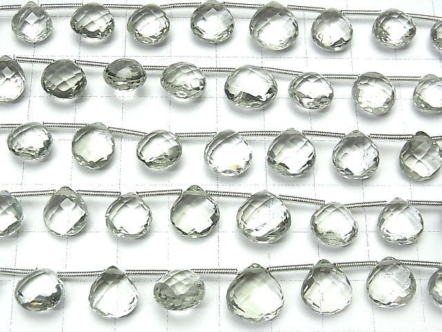 1 Strang 39,99 $! Hochwertiger grüner Amethyst AAA Kastanienbraun Facettierte Briolette 1 Strang Perlen (13 Stück).