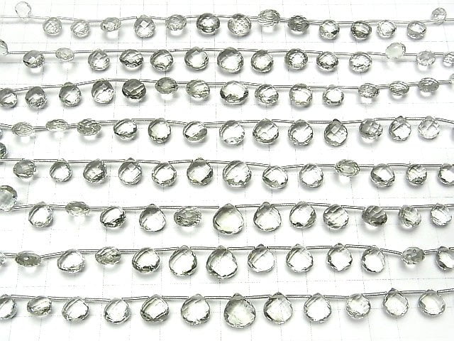 1 Strang 39,99 $! Hochwertiger grüner Amethyst AAA Kastanienbraun Facettierte Briolette 1 Strang Perlen (13 Stück).
