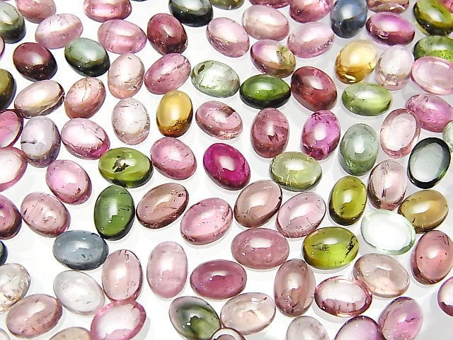 Hochwertiger mehrfarbiger Turmalin AAA Oval Cabochon 7x5mm 4 Stück 17,99 $!
