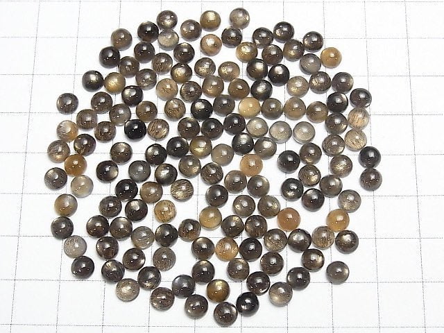 Hochwertiger goldschimmernder mehrfarbiger Mondstein AAA- runder Cabochon 5x5mm 5 Stück