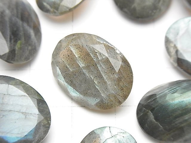 Labradorit AA++ Unbohrbar Oval Facettiert 20x15mm 2Stück