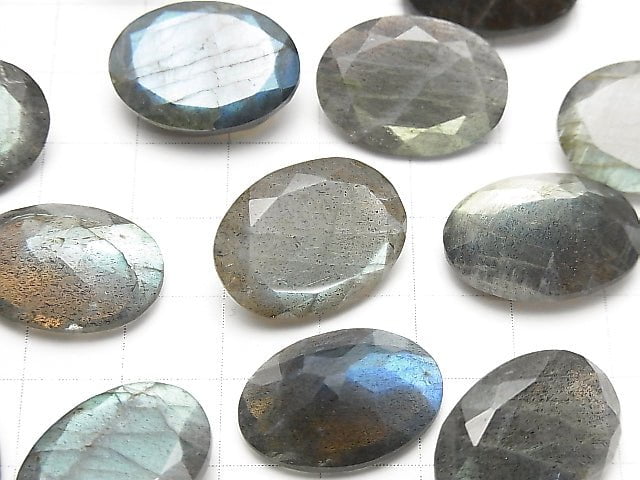 Labradorit AA++ Unbohrbar Oval Facettiert 20x15mm 2Stück