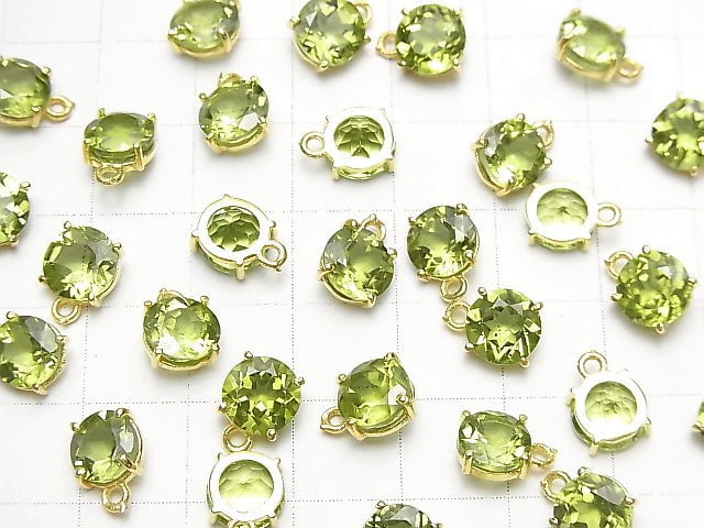 Hochwertiger Peridot AAA Zargenfassung Rund Facettiert 7x7mm 2 Stück