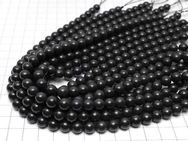 Russisches Schungit AAA Rund 8mm 1 Strang Perlen (ca. 15 Zoll/38 cm)