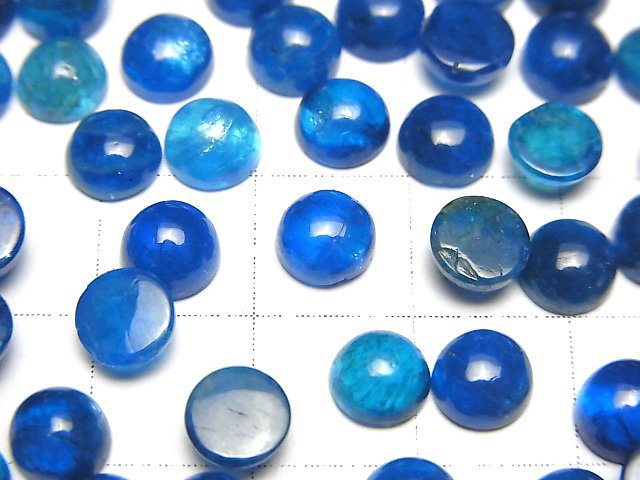 Hochwertiger Neonblauer Apatit AA++ Rund Cabochon 6x6mm 2Stück
