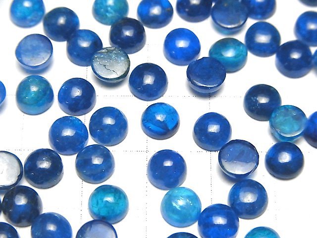 Hochwertiger Neonblauer Apatit AA++ Rund Cabochon 6x6mm 2Stück