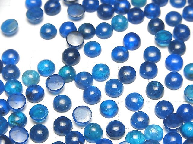 Hochwertiger Neonblauer Apatit AA++ Rund Cabochon 6x6mm 2Stück