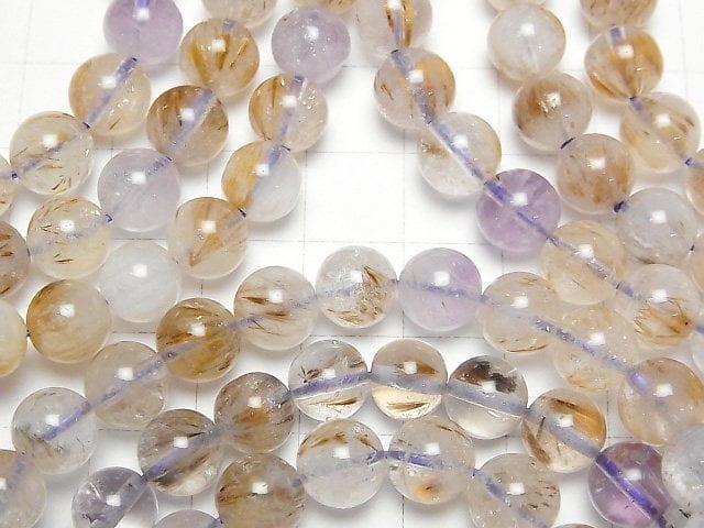Cacoxenit in Quarz AA++ Rund 8mm 1 Strang Perlen (Armband)