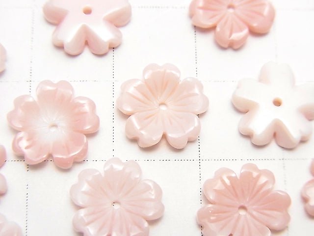 Queen Conch Shell AAA Flower Carving 15mm Center Hole 2pcs