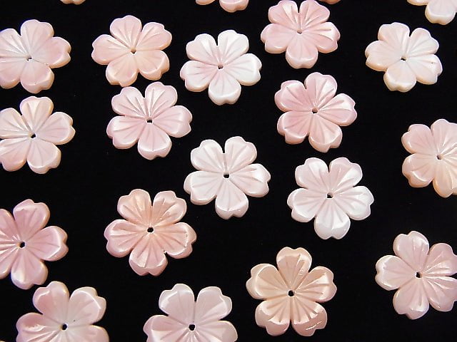 Queen Conch Shell AAA Flower Carving 15mm Center Hole 2pcs
