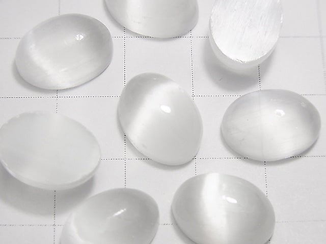 Selenit Oval Cabochon 14x10mm 2 Stück