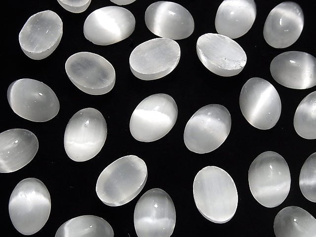 Selenit Oval Cabochon 14x10mm 2 Stück