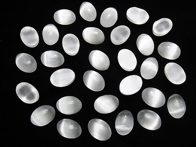 Selenit Oval Cabochon 14x10mm 2 Stück