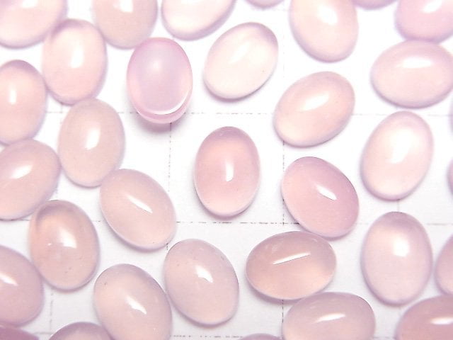 High Quality Pink Purple Chalcedony AAA Oval Cabochon 8x6mm 5pcs