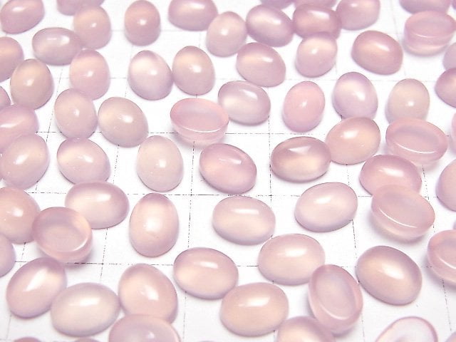 High Quality Pink Purple Chalcedony AAA Oval Cabochon 8x6mm 5pcs