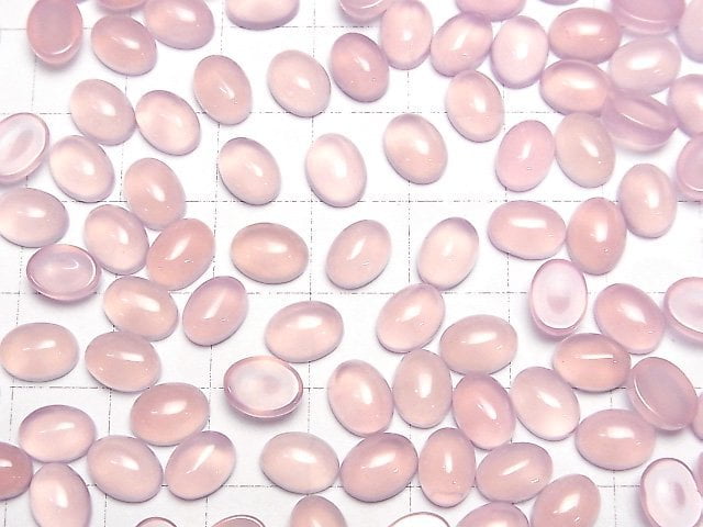 High Quality Pink Purple Chalcedony AAA Oval Cabochon 8x6mm 5pcs