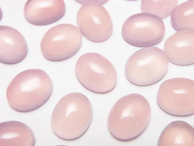 Hochwertiger rosa-lila Chalcedon AAA Oval Cabochon 10x8mm 5 Stück