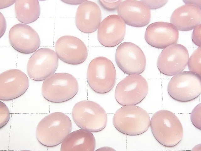 Hochwertiger rosa-lila Chalcedon AAA Oval Cabochon 10x8mm 5 Stück